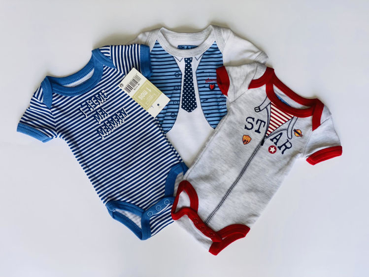 Picture of IK1178- 3 PACK BOYS BABY GROWS